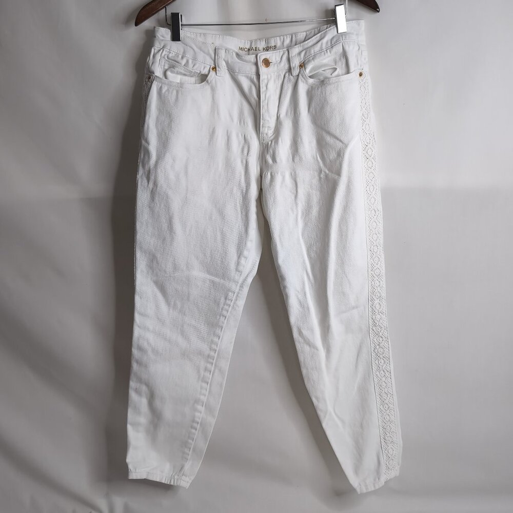 Michael Kors Women's Pattenered White Denim Jeans, Size 8
